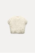 لمیتد ادیشن FAUX FUR TOP زنانه بژ روشن زارا