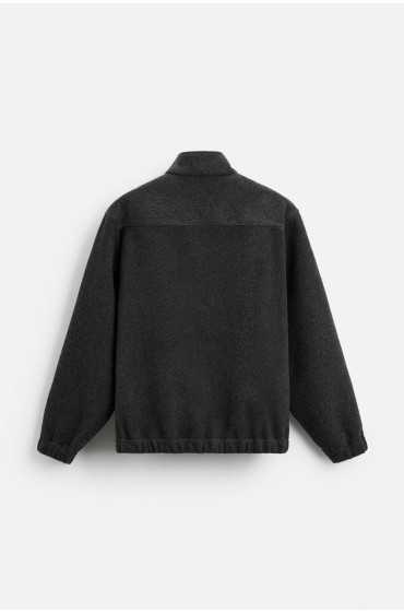  سویشرت زیپی FLEECE مردانه خاکستری زارا 