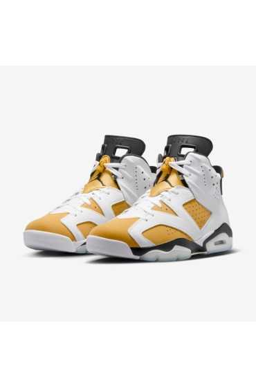 کتونی جردن مدل Air Jordan 6 Retro 'Yellow Ocher' رنگ سفید/سیاه/زرد اخرایی مردانه نایک