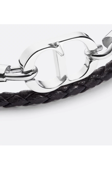 دستبند چرمی بافته  شده دوبندی CD Icon