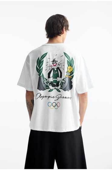 تیشرت White Looney Tunes x Olympic Collection مردانه رنگ سفید پل اند بیر