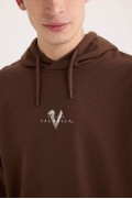 بلوز Vikings Valhalla Boxy Fit Hooded Headed Headed Back مردانه قهوه ای دیفکتو