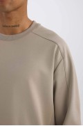  سویشرت DeFactoFit Standard Fit Crew Printed Pique Sweatshirt مردانه خاکستری دیفکتو 