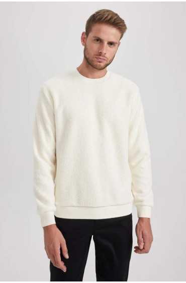  سویشرت معمولی Fit Crew Neck Basic Sweatshirt ساده مخملی مردانه اکرو دیفکتو 