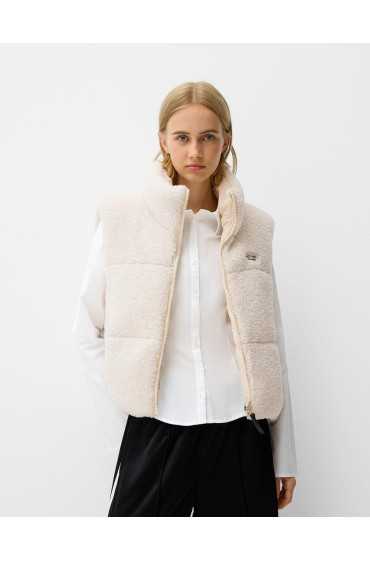 GILET SHEARLING FAUX قابل برگشت زنانه کرم برشکا