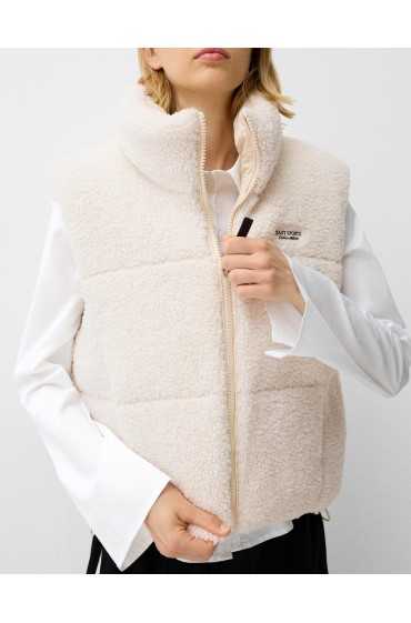 GILET SHEARLING FAUX قابل برگشت زنانه کرم برشکا