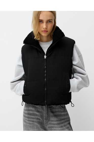 GILET SHEARLING FAUX قابل برگشت زنانه مشکی برشکا