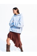 سریال Bershka Hoodie را پاره کرد زنانه آبی روشن برشکا