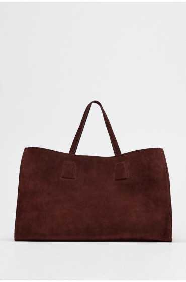  کیف دوشی مسافرتی چرمی Maxi Tote زنانه قرمز زرشکی زارا 