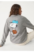 تیشرت پولو گره دار Snoopy زنانه خاکستری تیره استرادیوریوس