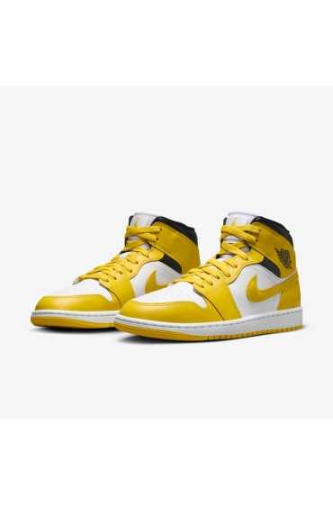 کفش کتونی بسکتبال مدل Air Jordan 1 Mid رنگ گوگرد سفید/سیاه/واضح زنانه نایک