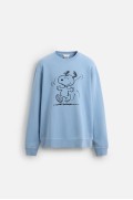  سویشرت SNOOPY™ سنگشور مردانه آبی محو شده زارا 