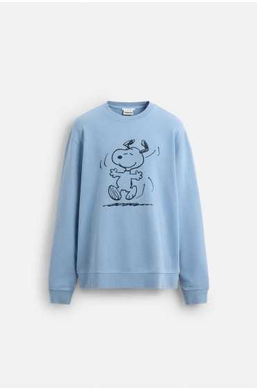  سویشرت SNOOPY™ سنگشور مردانه آبی محو شده زارا 