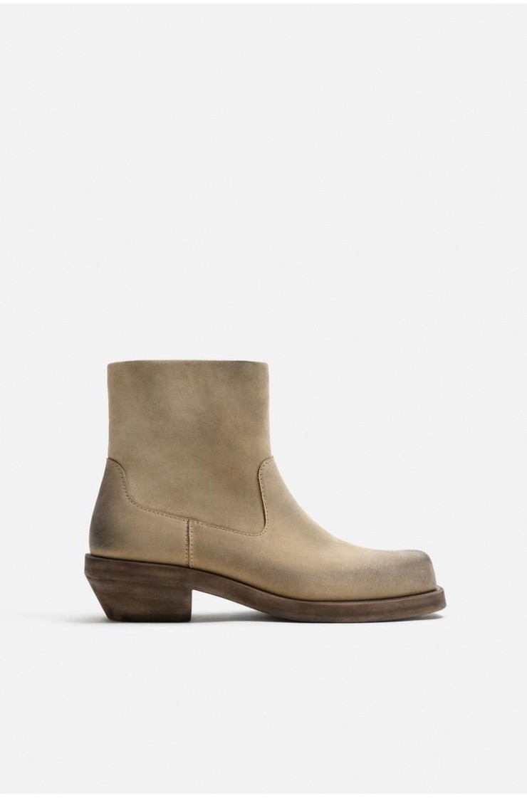 Zapato Botas Cowboy Zara Botin Marron Zara LEATHER COWBOY BOOTS