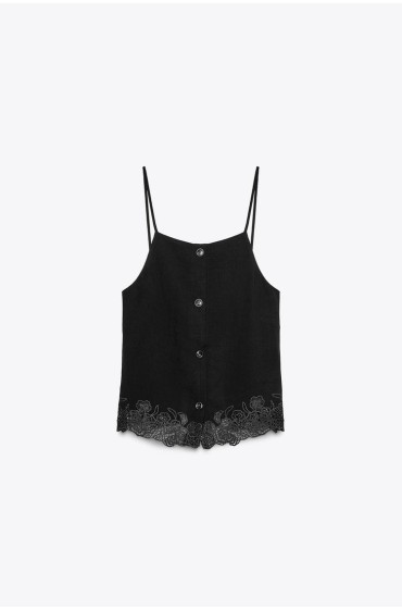OPEN BACK EMBROIDERED TOP, Zara women
