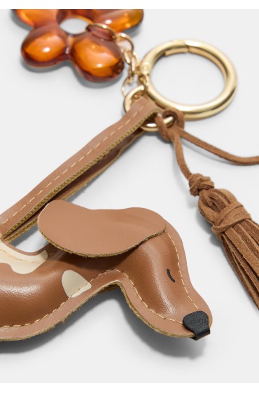 جاکلیدی طرح سگ و گل زنانه قهوه ای استرادیوریوس