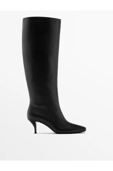 Leather stiletto heel boots, Massimo dutti women