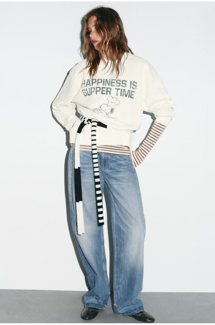 WASHED EFFECT SNOOPY PEANUTS™ SWEATSHIRT, Zara women