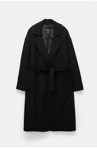 Long belted coat, Pull&Bear women