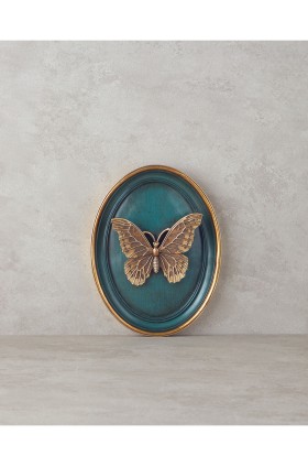 اکسسوری دیواری پلی رزین پروانه سبز سرمه ای شفر