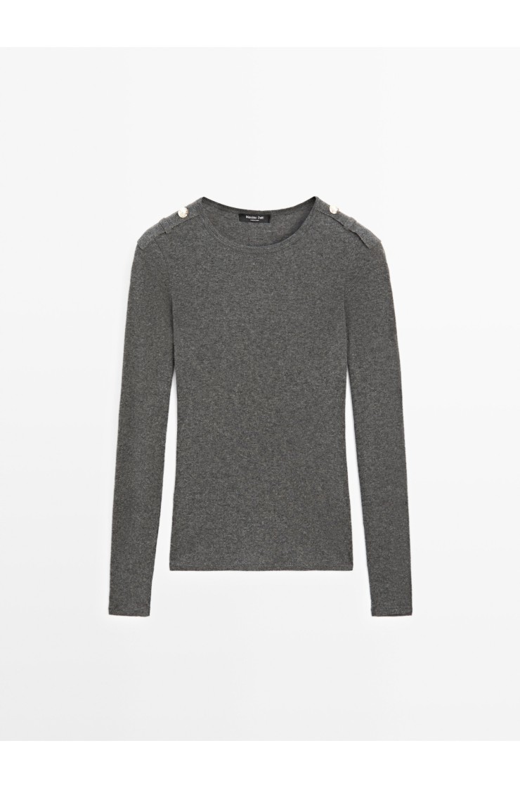 Knit T-shirt with shoulder detail, Massimo dutti women