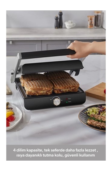 ساندویچ ساز دستگاه توستر و گریل چدنی گریلیانت ۱۳۴۶H با ظرفیت ۴ برش و قدرت ۲۰۰۰ وات هومند