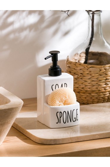 جا مایع دستشویی ظرف صابون سرامیکی طرح گرافیکی با رنگ Ecru بلا میسون