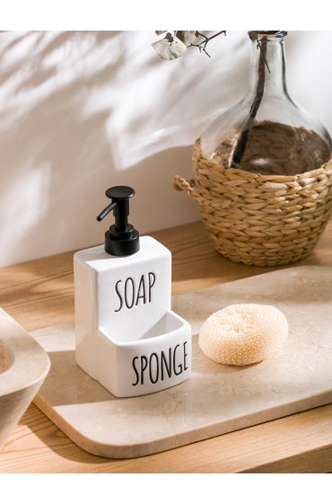 جا مایع دستشویی ظرف صابون سرامیکی طرح گرافیکی با رنگ Ecru بلا میسون
