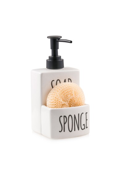 جا مایع دستشویی ظرف صابون سرامیکی طرح گرافیکی با رنگ Ecru بلا میسون