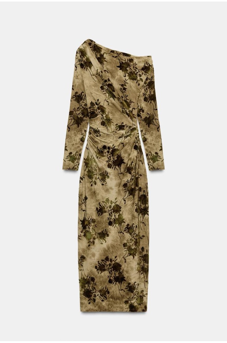 GATHERED FLOCKED DRESS, Zara women