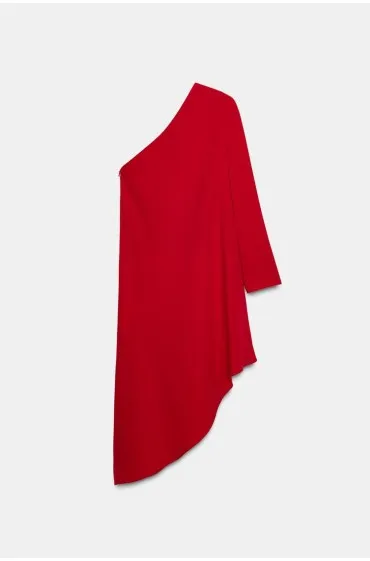 red asymmetrical dress zara Layered Asymmetrical Dress in Black – SVRN main image 1