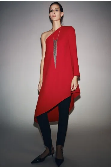 ZW COLLECTION ASYMMETRIC LONG DRESS, Zara women