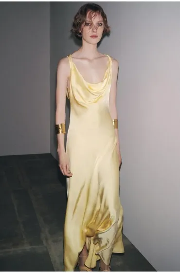 long silk dress zara ZARA NWT WOMAN $79 SS25 ZW COLLECTION SATIN EFFECT MAXI DRESS DARK NAVY  9763/987