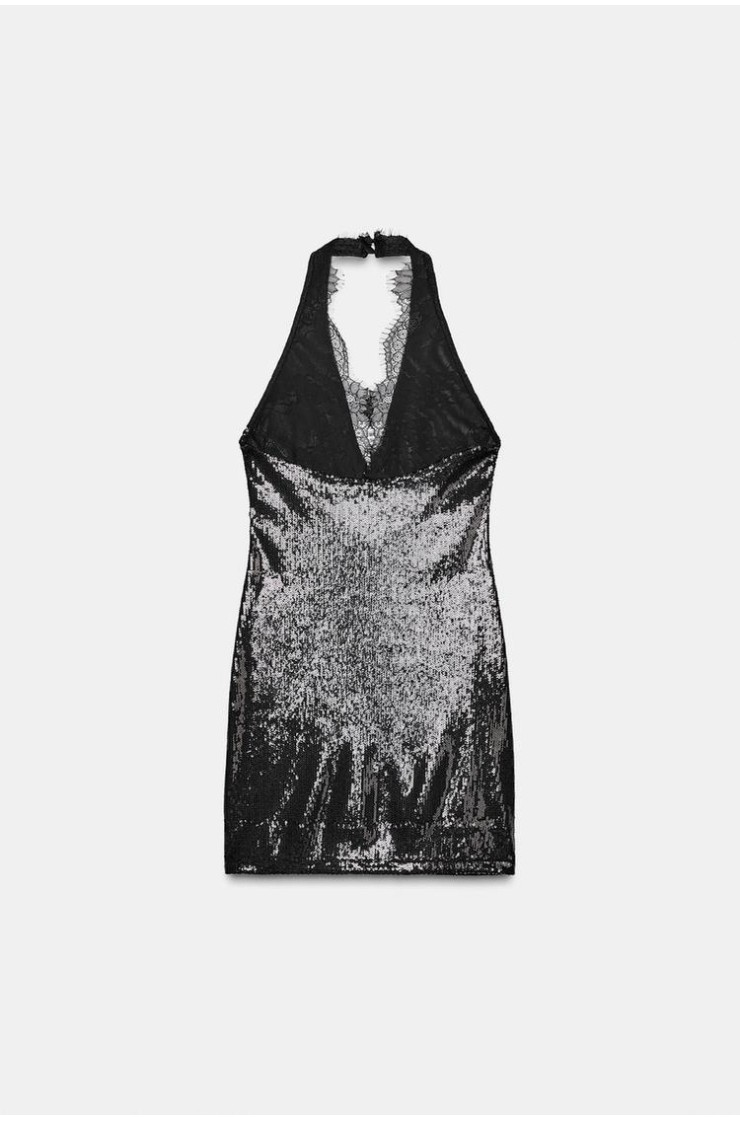 HALTER SEQUIN SHORT DRESS, Zara women