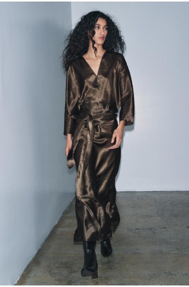 ZW COLLECTION SATIN WRAP DRESS, Zara women