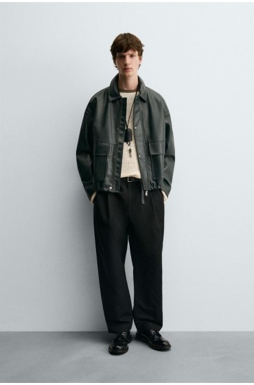 RELAXED FIT FAUX LEATHER JACKET, Zara men
