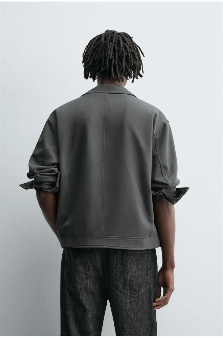 REGULAR FIT ZIP-UP OVERSHIRT, Zara men