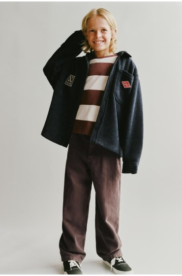 سرهمی کوتاه پشمی راحت از جنس مخمل کبریتی پسرانه سرمه ای زارا