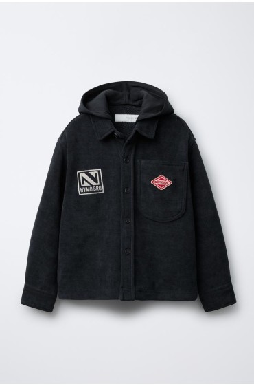 سرهمی کوتاه پشمی راحت از جنس مخمل کبریتی پسرانه سرمه ای زارا