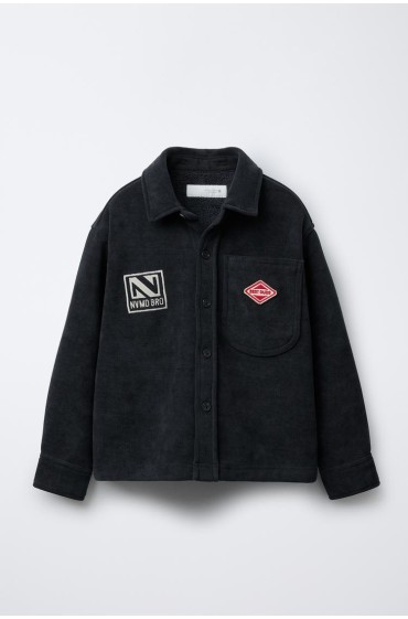 سرهمی کوتاه پشمی راحت از جنس مخمل کبریتی پسرانه سرمه ای زارا