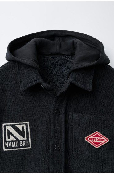 سرهمی کوتاه پشمی راحت از جنس مخمل کبریتی پسرانه سرمه ای زارا