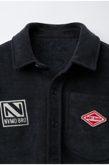 سرهمی کوتاه پشمی راحت از جنس مخمل کبریتی پسرانه سرمه ای زارا