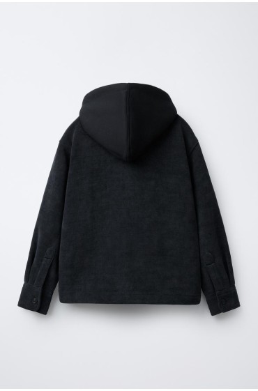 سرهمی کوتاه پشمی راحت از جنس مخمل کبریتی پسرانه سرمه ای زارا