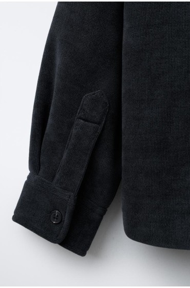 سرهمی کوتاه پشمی راحت از جنس مخمل کبریتی پسرانه سرمه ای زارا