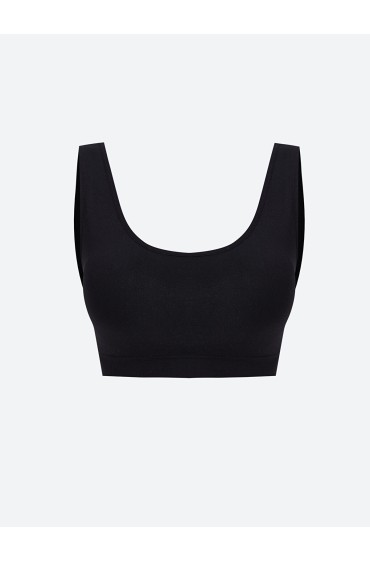 Black Non-wired Non-Padded Plain Seamless Sports Bra, LCW women