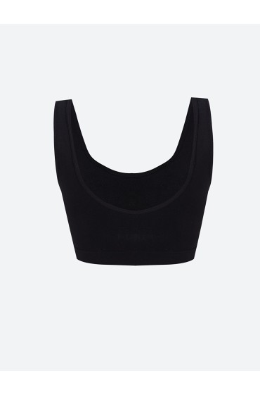 Black Non-wired Non-Padded Plain Seamless Sports Bra, LCW women