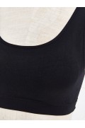 Black Non-wired Non-Padded Plain Seamless Sports Bra, LCW women