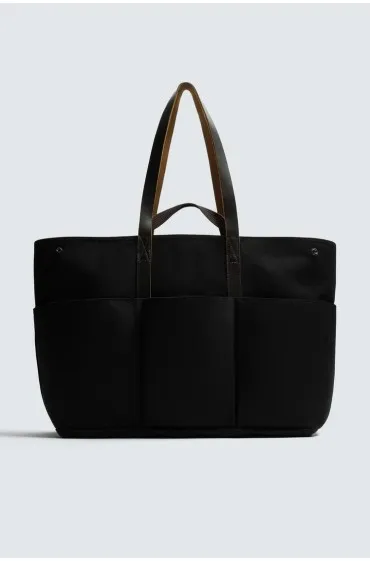 TOTE BAG WITH LEATHER DETAILS AARON LEVINE X ZARA, Zara men