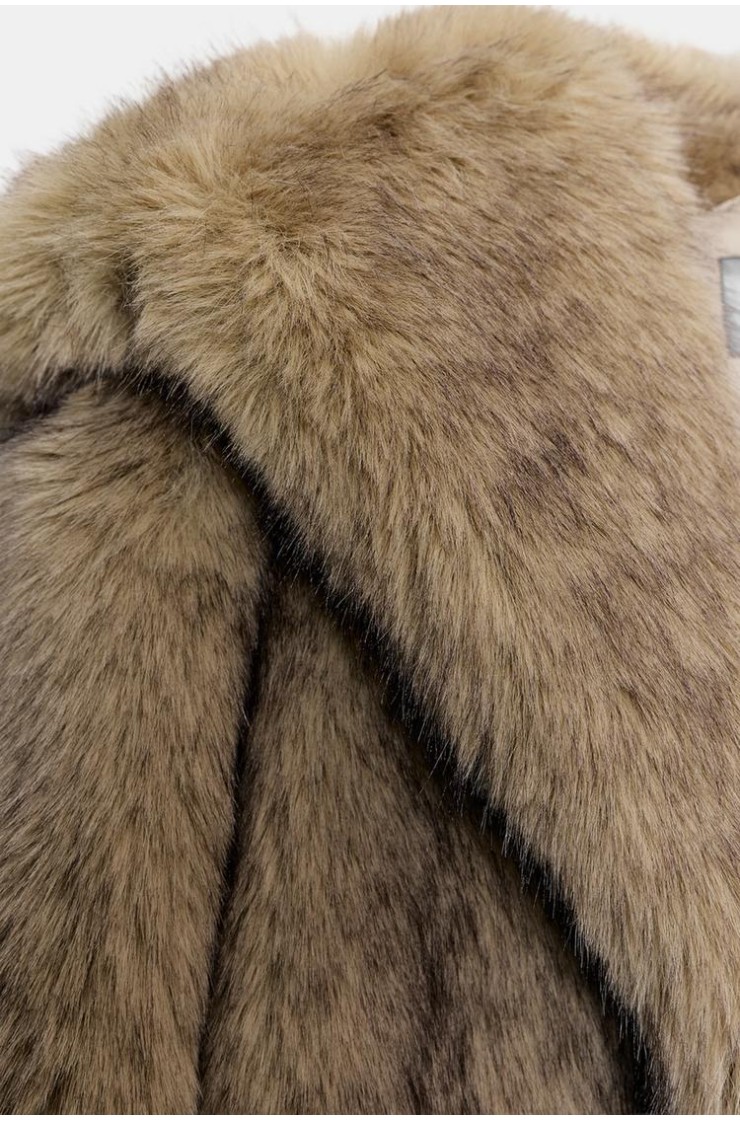 FAUX FUR COAT WITH HOODIE, Zara women