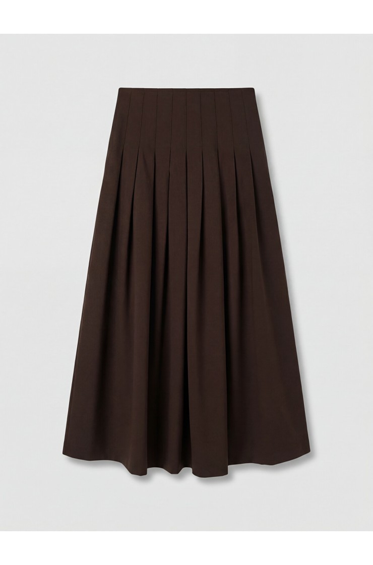 Brown Modal Textured Pleated Skirt, LCW women